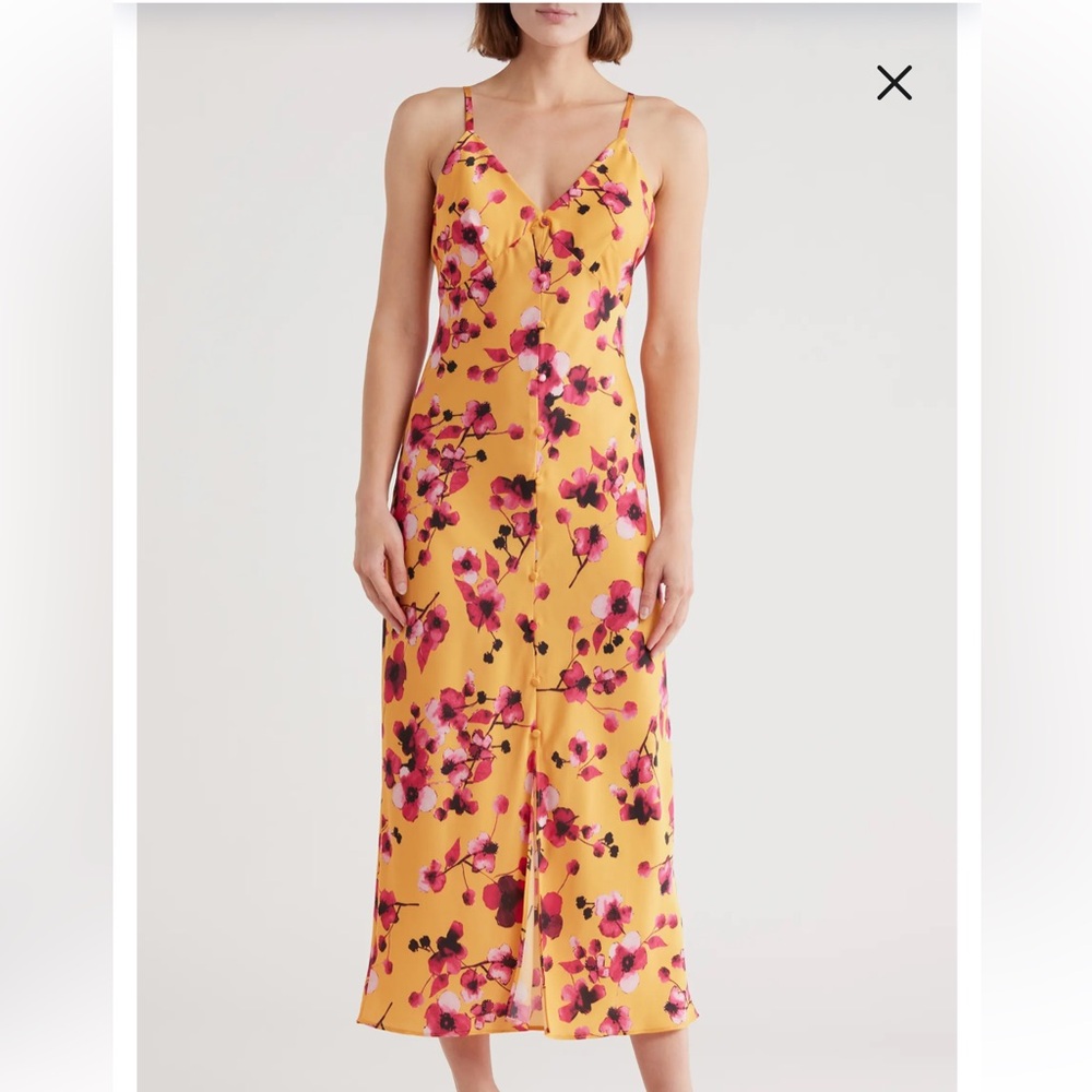 NWT HUTCH Floral Yellow slip Dress size X-SMALL